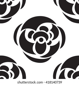 Hand drawn flower seamless pattern. Floral stylish monochrome background. Vector modern repeating texture