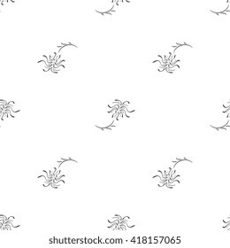 Hand drawn flower seamless pattern. Floral stylish monochrome background. Vector modern repeating texture