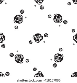 Hand drawn flower seamless pattern. Floral stylish monochrome background. Vector modern repeating texture