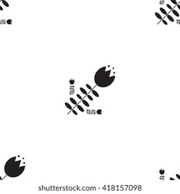 Hand drawn flower seamless pattern. Floral stylish monochrome background. Vector modern repeating texture