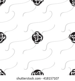 Hand drawn flower seamless pattern. Floral stylish monochrome background. Vector modern repeating texture