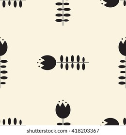 Hand drawn flower seamless pattern. Floral stylish color background. Vector modern repeating texture