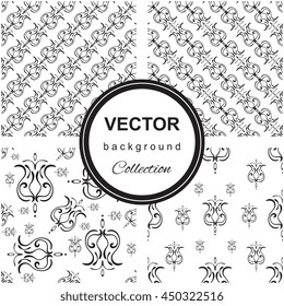 Hand drawn flower seamless pattern set. Floral stylish color background collection
