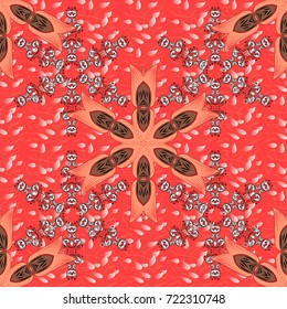Hand drawn flower seamless pattern (tile). Colorful seamless pattern with cute flowers, paisley, orange, pink and black colors. Watercolor seamless pattern for textile.