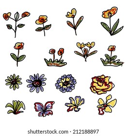 hand drawn flower set 