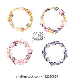 Hand drawn flower set for autumn 