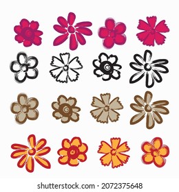 hand drawn flower set, spring flowers design.