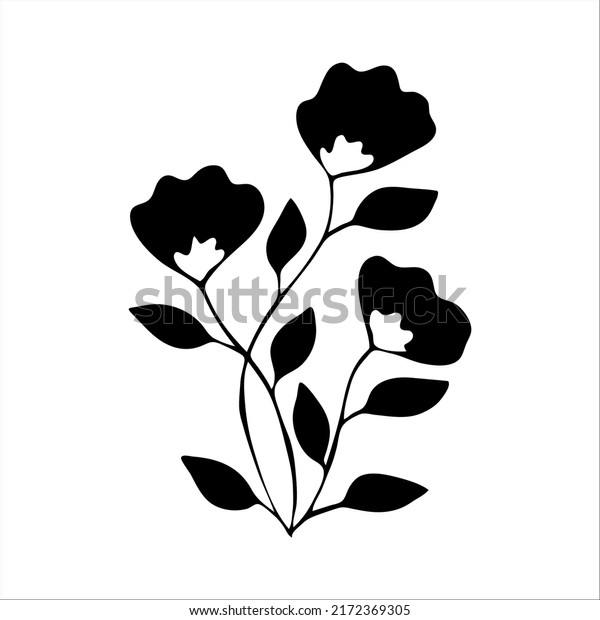 Hand Drawn Flower Silhouette Arrangement Stock Vector (Royalty Free ...