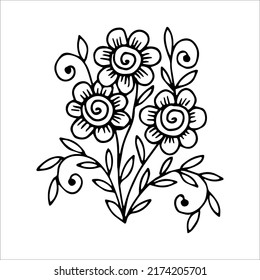 Hand drawn flower single doodle element