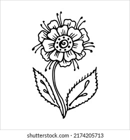 Flor dibujada a mano elemento de doodle único