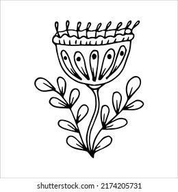 Hand drawn flower single doodle element