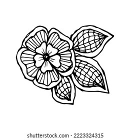 elemento de doodle único de flor dibujado a mano