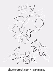 Hand drawn flower sketch background.