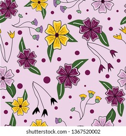 hand drawn flower and stems