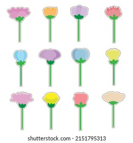 Hand drawn flower sticker set