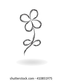 Hand drawn flower symbol, Vector illustration.