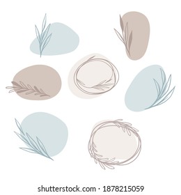 Dibujo manual de doodle de flores y árboles sobre fondo blanco, diseño para boda, logo, plantillas, invitación y concepto de día valentino. Ilustración del vector