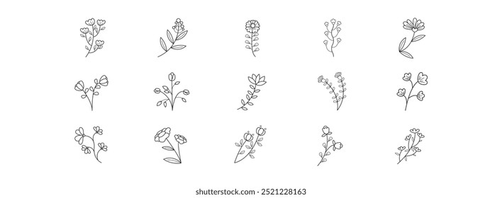 Hand Drawn Flower Vector art illustration isolated.