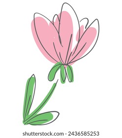 Vector de flores dibujado a mano, hermosa flor decorativa, elemento para el diseño, boceto