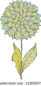 Hand Drawn Flower - Vector Illustration with dark line and color, for wedding invitations, cards, frames, posters, packing.