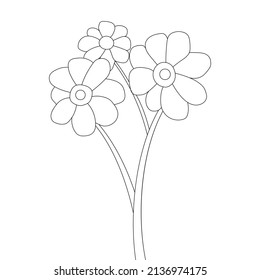 Hand drawn flower vector illustration for coloring page