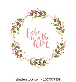 hand drawn flower wreath with quote
