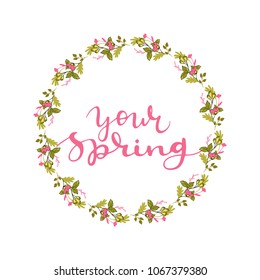 hand drawn flower wreath with quote