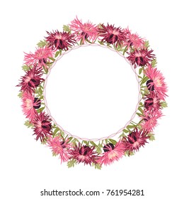 hand drawn flower wreath. vector circle frame