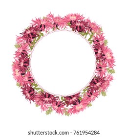 hand drawn flower wreath. vector circle frame