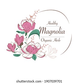 hand drawn flower.Design for label packaging.Organic banner