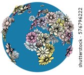 Hand drawn flowering Earth