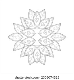 Hand Drawn Flowers for Adult Anti Stress of coloring page in Monochrome  Isolated on White Background.-vector