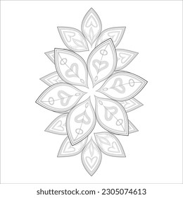 Hand Drawn Flowers for Adult Anti Stress of coloring page in Monochrome  Isolated on White Background.-vector