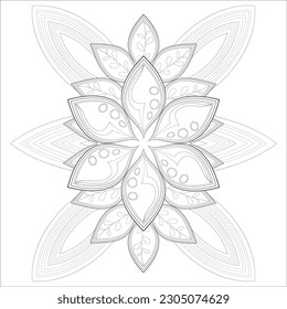 Hand Drawn Flowers for Adult Anti Stress of coloring page in Monochrome  Isolated on White Background.-vector