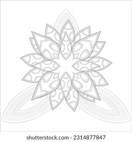 Hand Drawn Flowers for Adult Anti Stress of coloring page in Monochrome  Isolated on White Background.-vector