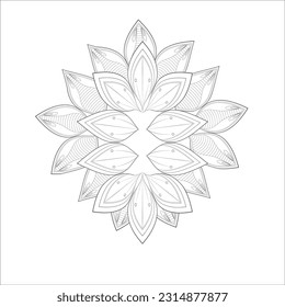 Hand Drawn Flowers for Adult Anti Stress of coloring page in Monochrome  Isolated on White Background.-vector