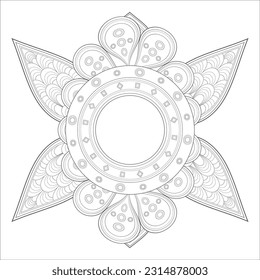 Hand Drawn Flowers for Adult Anti Stress of coloring page in Monochrome  Isolated on White Background.-vector