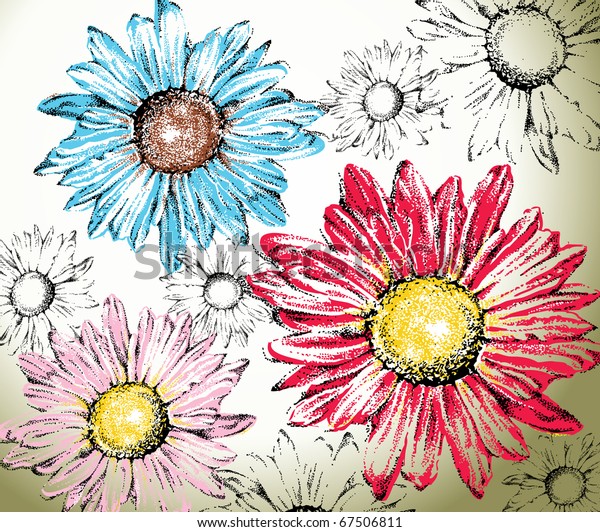 Hand Drawn Flowers Background Stock Vector (Royalty Free) 67506811