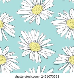 Impresión de fondo de flores dibujadas a mano para textil. Las flores dibujadas son una hermosa ilustración para la tela. Diseño patrón de adorno sin fisuras. Vector