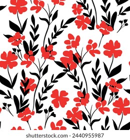 Impresión de fondo de flores dibujadas a mano para textil. Las flores dibujadas son una hermosa ilustración para la tela. Diseño patrón de adorno sin fisuras. Vector
