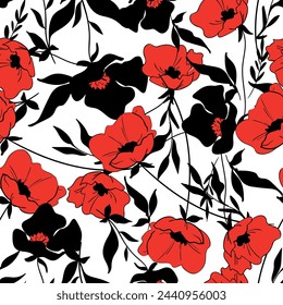 Handgezeichnete Blumen Hintergrunddruck für Textil. Die gezeichneten Blumen schöne Illustration für den Stoff. Design Ornament Muster nahtlos. Vektor