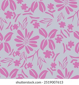 Hand Drawn Flowers background print for textile. The drawn flowers beautiful illustration for the fabric. Design ornament pattern seamless.