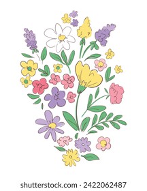 Flores dibujadas a mano Elementos decorativos para el diseño Ilustración vectorial