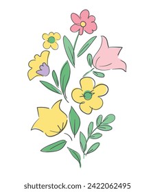 Flores dibujadas a mano Elementos decorativos para el diseño Ilustración vectorial