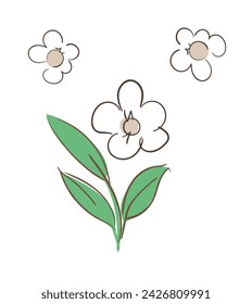 Hand Drawn Flowers Decorative elements for design Vector illustration