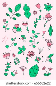 Hand drawn flowers doodle