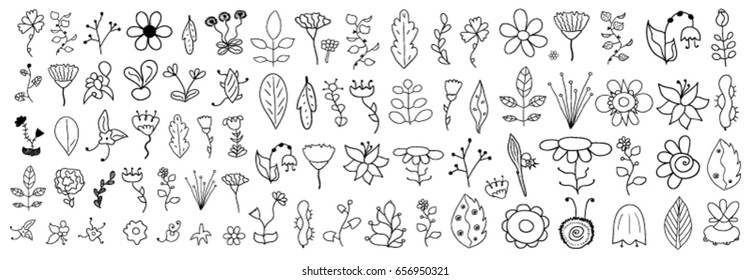 Hand drawn flowers doodle