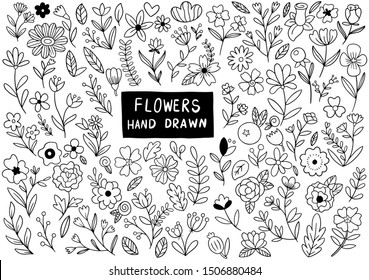 hand drawn flowers doodle Ornaments background pattern Vector illustration