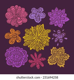 Hand drawn flowers doodle Vector