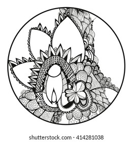 Hand drawn flowers. Doodling. Zentangle.